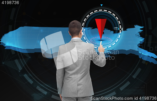Image of businessman with virtual usa map and pointer