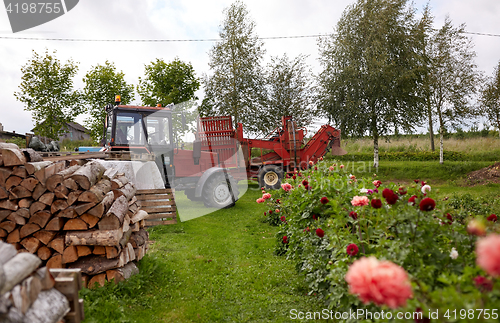 Image of stack of firewood on farm at country