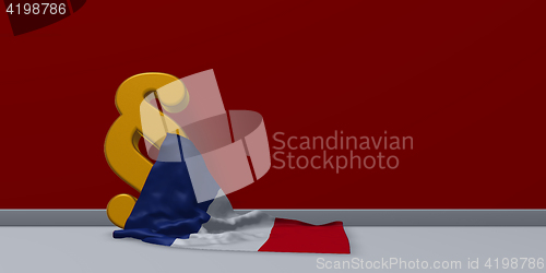 Image of paragraph symbol and flag of france - 3d rendering