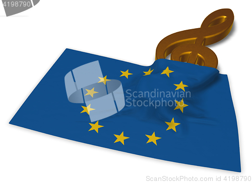 Image of clef symbol and flag of the european union - 3d rendering