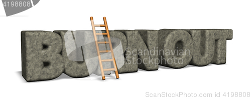 Image of burn out rock and ladder - 3d illustration