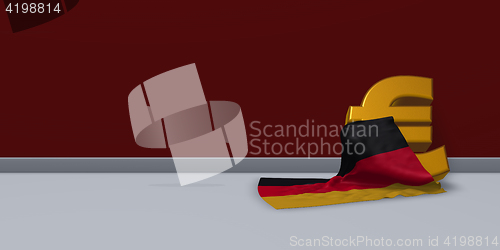 Image of euro symbol and german flag - 3d illustration