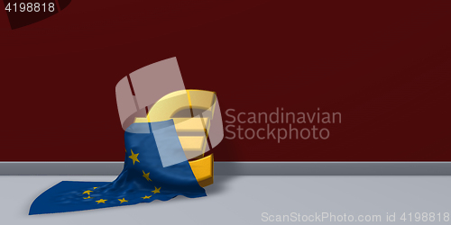 Image of euro symbol and european union flag - 3d illustration
