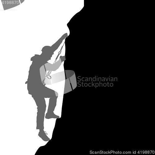 Image of Black silhouette rock climber on white background. illustration