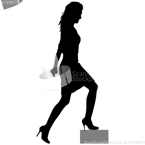 Image of Black silhouettes of beautiful woman on white background. illustration