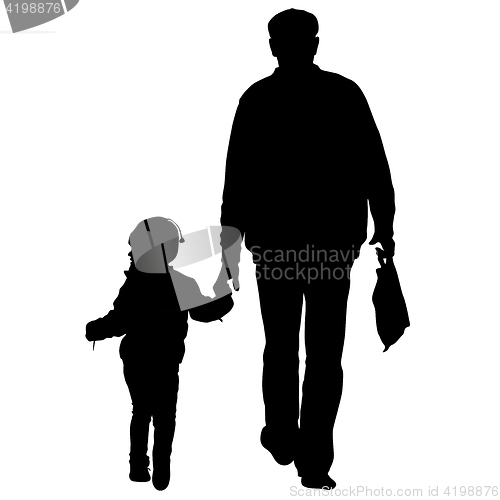 Image of Silhouette of happy family on a white background. illustration.