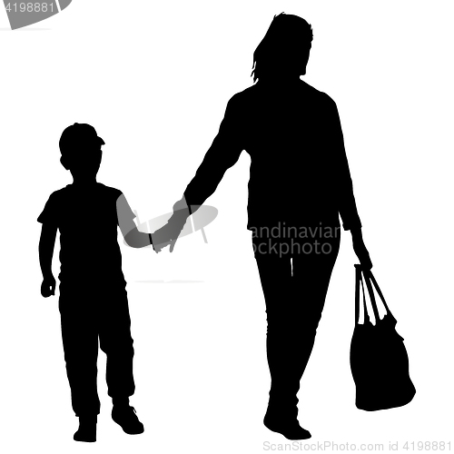 Image of Silhouette of happy family on a white background. illustration.