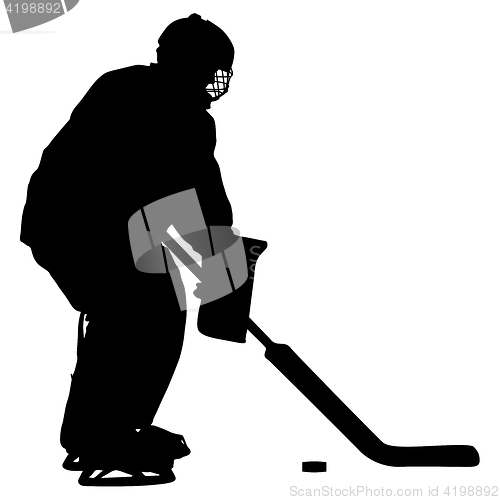 Image of Silhouette of hockey player. Isolated on white. illustrations