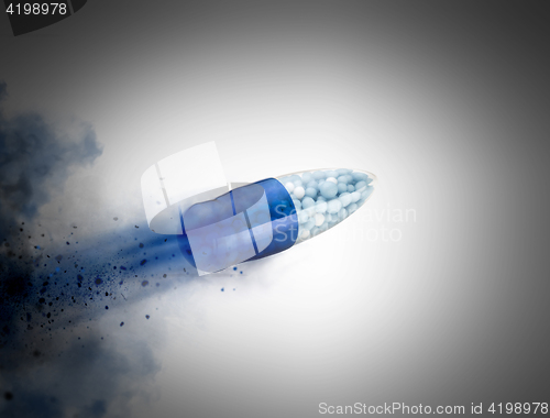 Image of Blue capsules and pills background