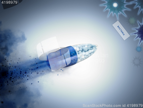 Image of Blue capsules and pills background