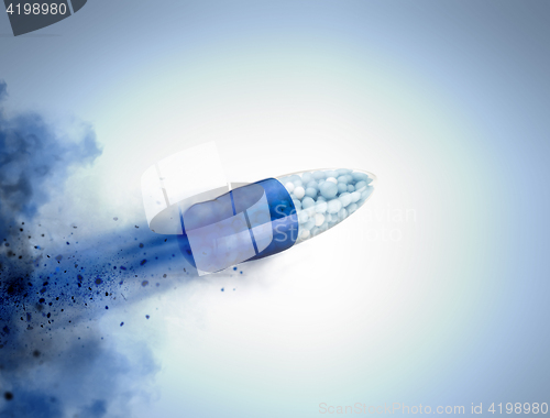 Image of Blue capsules and pills background