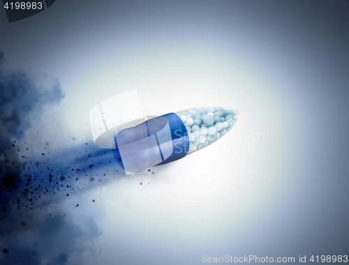 Image of Blue capsules and pills background