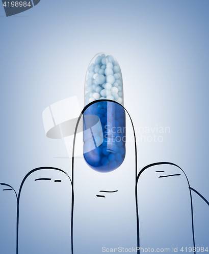 Image of Blue capsules and pills background