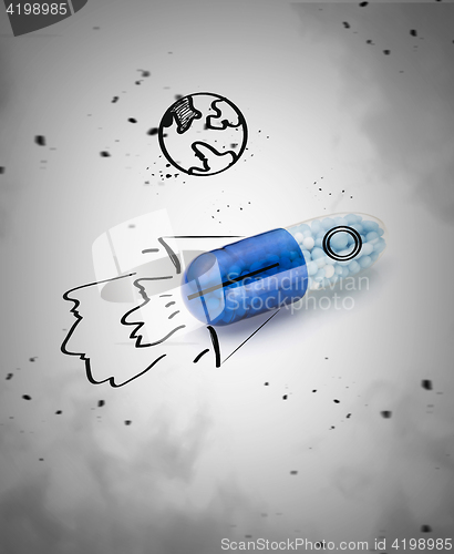 Image of Blue capsules and pills background