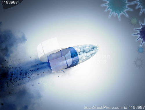 Image of Blue capsules and pills background