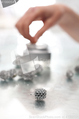 Image of Christmas decorations. A self painted Christmas balls