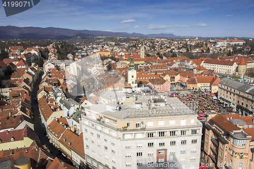 Image of Panoramic view of the Upper town and Dolac market in Zagreb