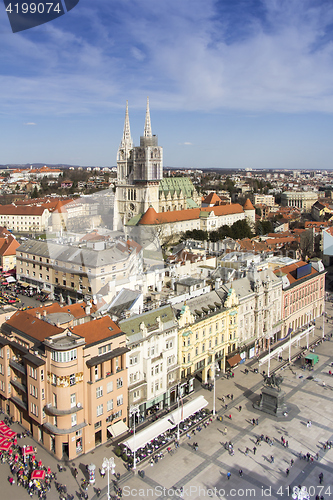 Image of Aerial view at Ban Jelacic Square in Zagreb capital town of Croa