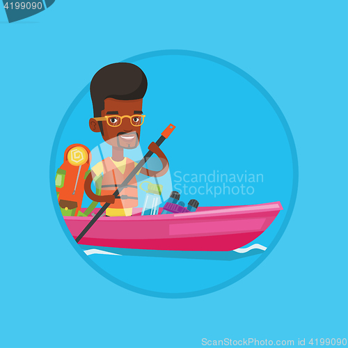 Image of Man riding in kayak vector illustration.