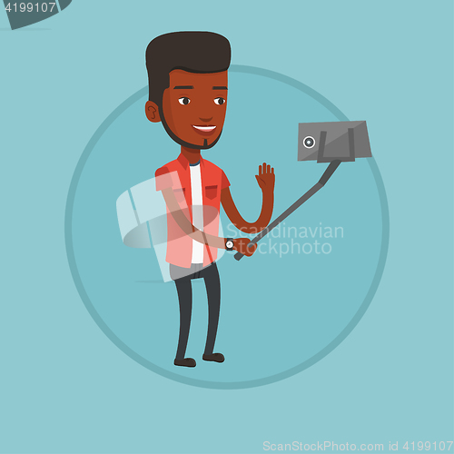 Image of Man making selfie vector illustration.