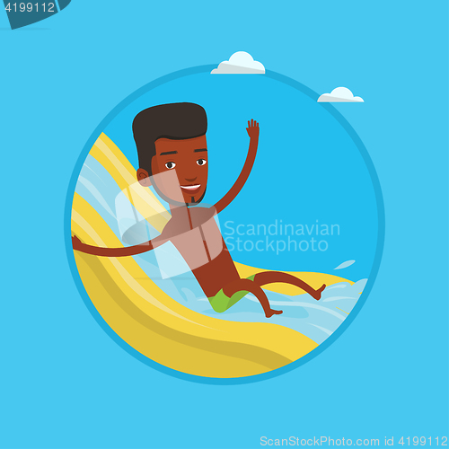 Image of Man riding down waterslide vector illustration.