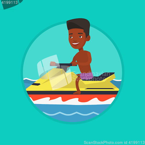 Image of African man training on jet ski in the sea.