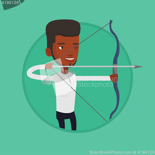 Image of Archer training with the bow vector illustration.