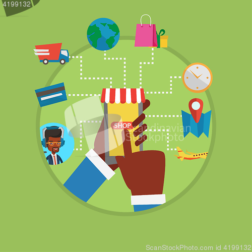 Image of Online shopping vector flat design illustration.