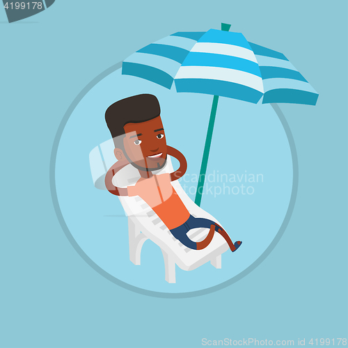 Image of Man relaxing on beach chair vector illustration.