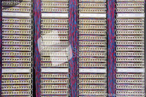 Image of Telecommunication main distribution cabinet with cables