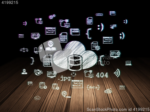 Image of Software concept: Database With Cloud in grunge dark room