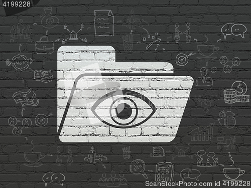 Image of Business concept: Folder With Eye on wall background