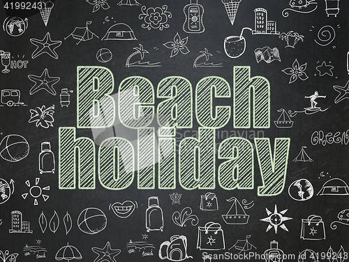 Image of Travel concept: Beach Holiday on School board background