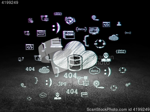Image of Programming concept: Database With Cloud in grunge dark room
