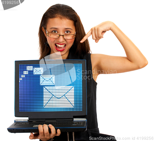 Image of Email Envelopes On Screen Showing Emailing Or Contacting