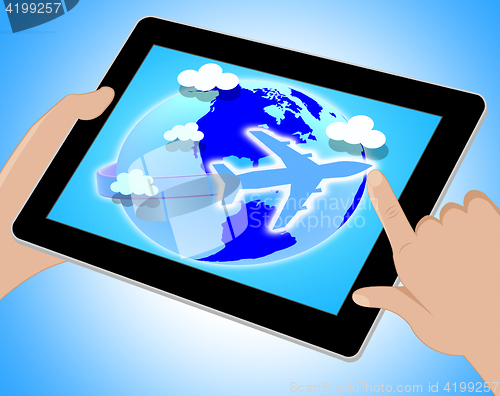 Image of Flights Global Means Travel Guide And Worldly Tablet