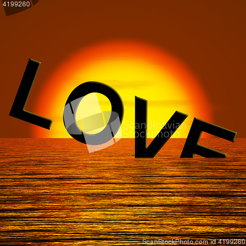 Image of Love Word Sinking Showing Loss Of Love And Broken Heart