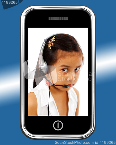 Image of Child With Headset Talking Over Internet