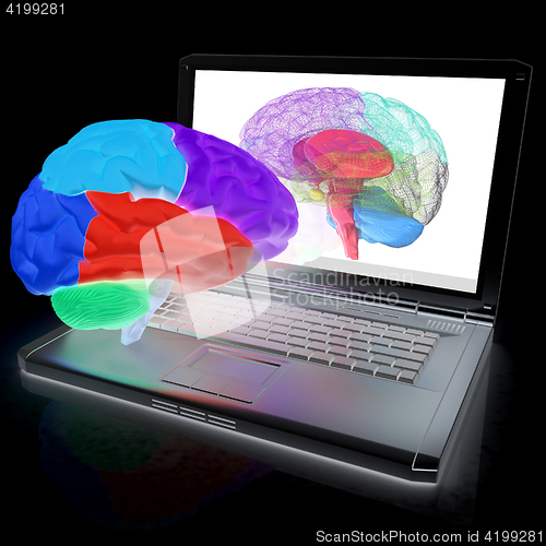 Image of creative three-dimensional model of real human brain and scan on