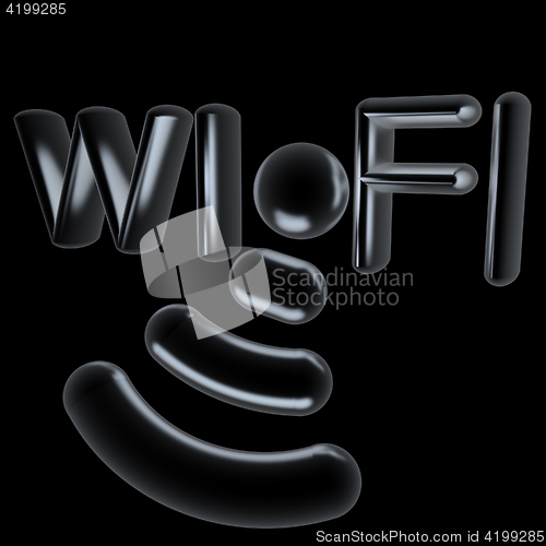 Image of Metal WiFi symbol. 3d illustration