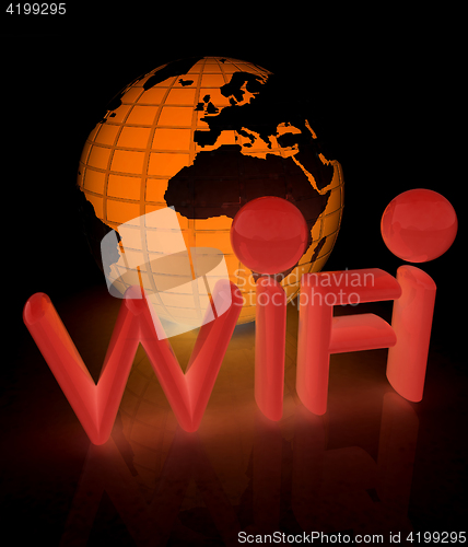 Image of wifi earth icon. 3d illustration