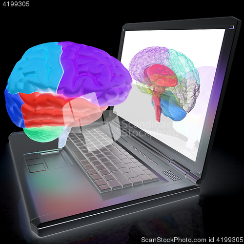 Image of creative three-dimensional model of real human brain and scan on