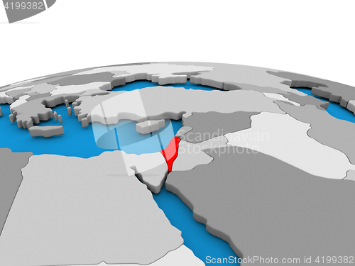 Image of Israel on globe in red