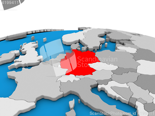 Image of Germany on globe in red