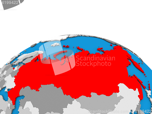 Image of Russia on globe in red