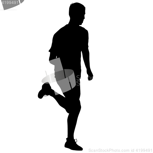 Image of Silhouettes. Runners on sprint, men. illustration