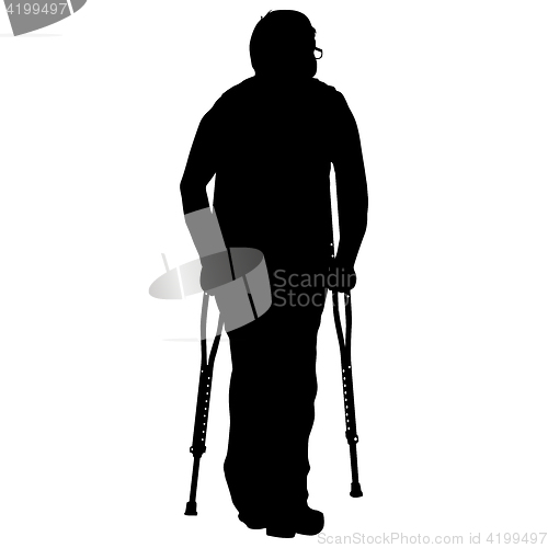 Image of Silhouette of disabled people on a white background. illustration