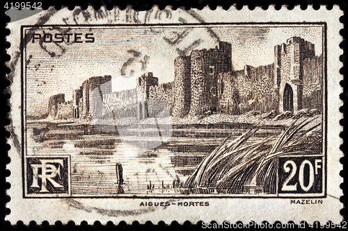 Image of Aigues-Mortes city walls stamp
