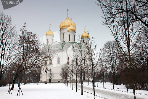 Image of Russian Orthodox Church at winter day