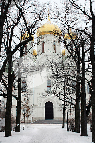 Image of Russian Orthodox Cathedral at winter day